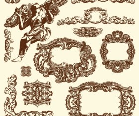 Set Vintage of Retro borders vector art 10