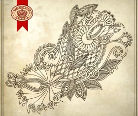 Elements of Vintage Floral Borders art vector 04