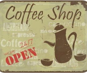 Vintage of Retro Coffee elements cards vector 01