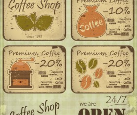 Vintage of Retro Coffee elements cards vector 02