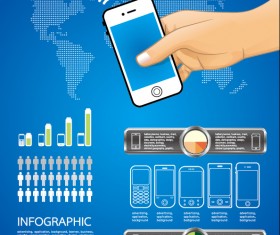 Elements of Phone infographics vector set