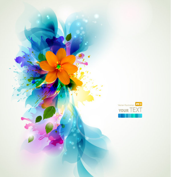 Stylish Shiny flower art background vector 02