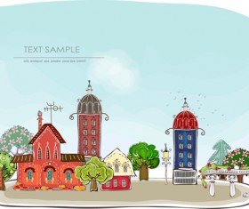 cartoon city Buildings vecotr 02