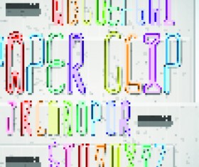 Paper shaped of Alphabet and numbers vector art 02