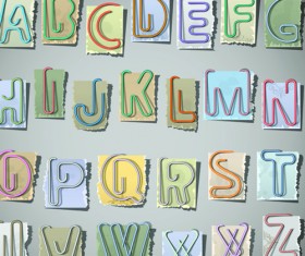 Paper shaped of Alphabet and numbers vector art 03