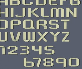 Paper shaped of Alphabet and numbers vector art 04