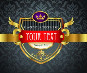 luxury of Black and gold labels vector 01