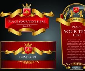 luxurious Black and gold labels vector 01