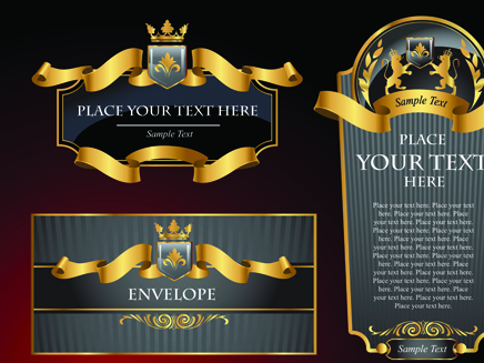 luxurious Black and gold labels vector 02