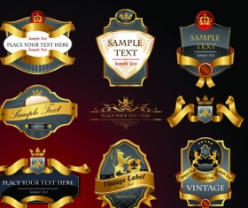 luxurious Black and gold labels vector 04