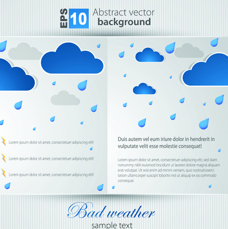 Set of Brochure page two weather background vector 02