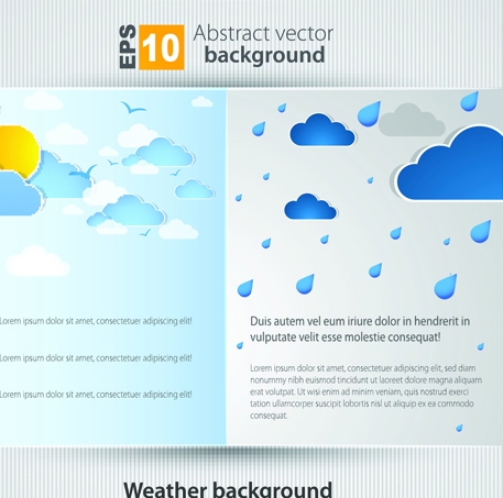 Set of Brochure page two weather background vector 04
