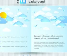 Set of Brochure page two weather background vector 05