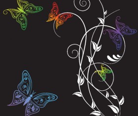 Beautiful Butterfly elements background vector 01