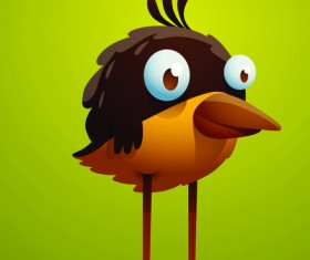 Set of Cartoon funny bird vector 03