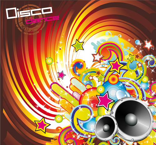 Music elements Disco dance vector 01