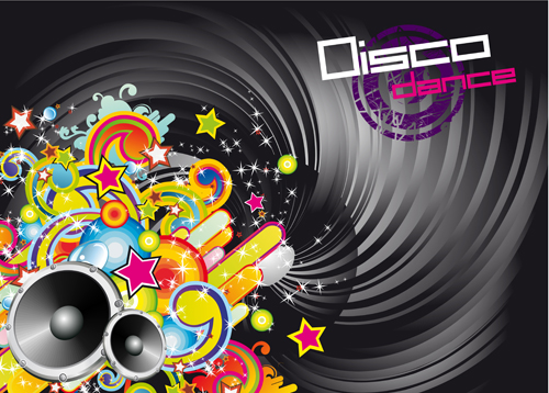 Music elements Disco dance vector 02