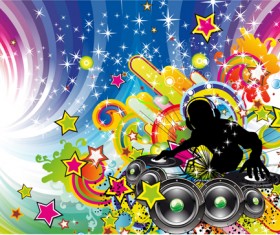 Music elements Disco dance vector 04
