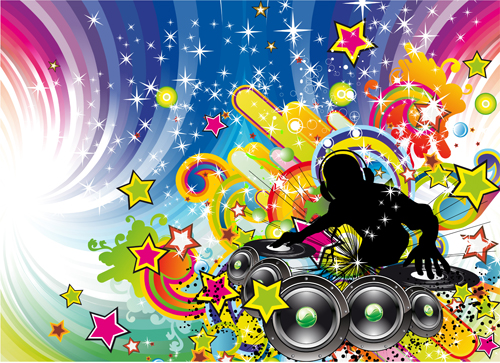 Music elements Disco dance vector 04