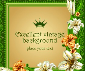 Set of Frame with flowers luxurious vector background 01