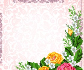 Set of Frame with flowers luxurious vector background 02