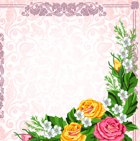 Set of Frame with flowers luxurious vector background 02