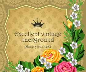  Set of Frame with flowers luxurious vector background 03