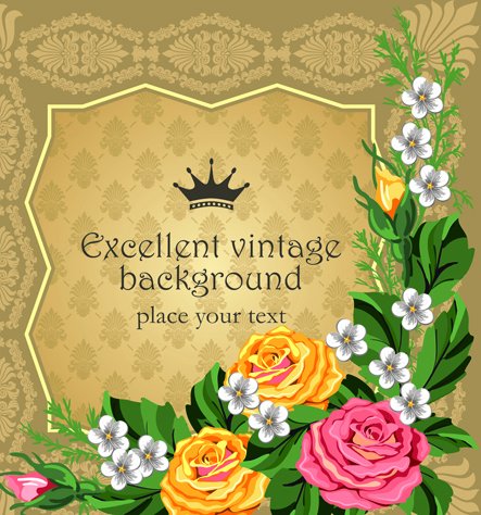  Set of Frame with flowers luxurious vector background 03