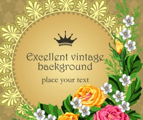 Set of Frame with flowers luxurious vector background 04