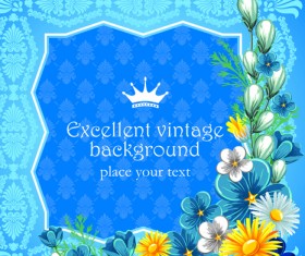 Set of Frame with flowers luxurious vector background 05