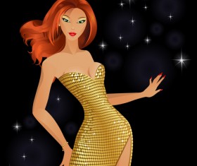 Set of Glamour woman vector 02