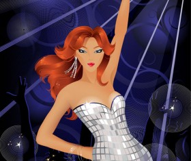 Set of Glamour woman vector 01