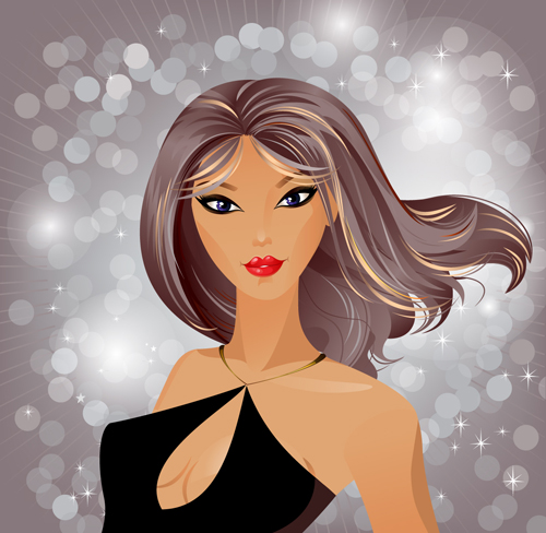 Set of Glamour woman vector 04