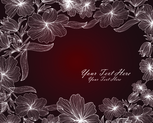 Hand drawn floral backgrounds vector 03