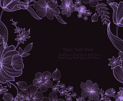 Hand drawn floral backgrounds vector 04