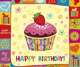 Happy Birthday elements card vector 01