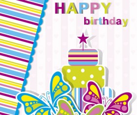 Happy Birthday elements card vector 03