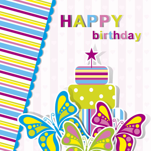 Happy Birthday elements card vector 03