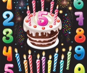 Happy Birthday elements card vector 04