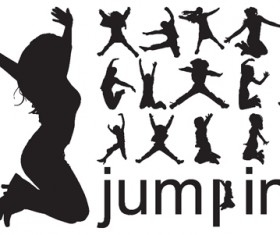 Jumping People Silhouettes vector 01