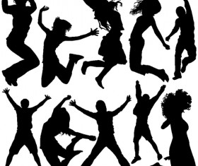 Jumping People Silhouettes vector 02