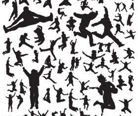 Jumping People Silhouettes vector 04