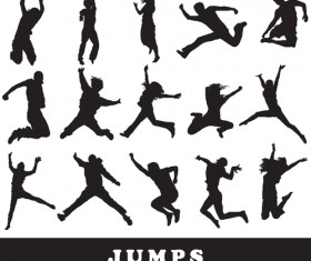 Jumping People Silhouettes vector 05