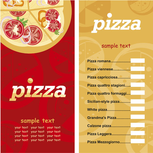 Pizza Menu elements vector 02