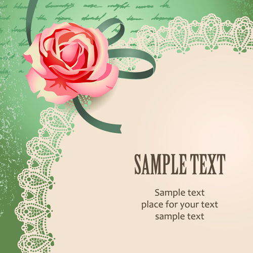 Elements of Vintage Romantic Roses Cards vector 06