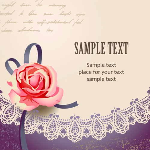 Elements of Vintage Romantic Roses Cards vector 01