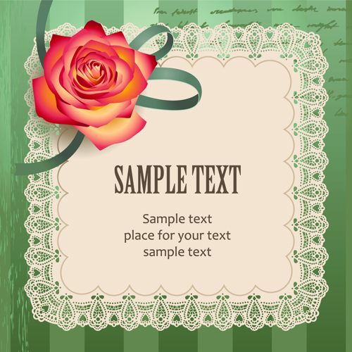 Elements of Vintage Romantic Roses Cards vector 03