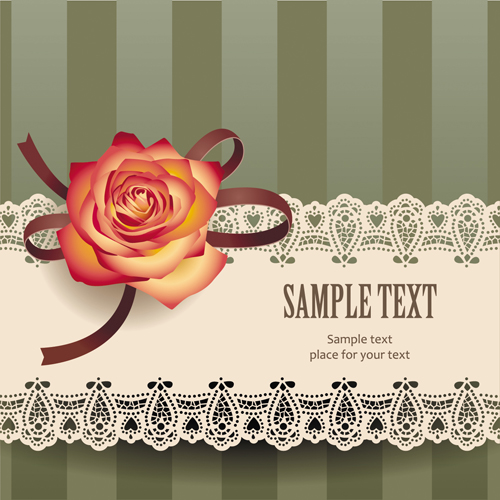 Elements of Vintage Romantic Roses Cards vector 05