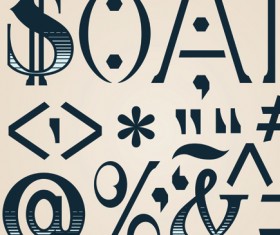 Russian and English alphabet, numbers, symbols vector 05