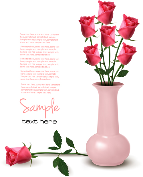 Set of Pretty rose elements vector 01